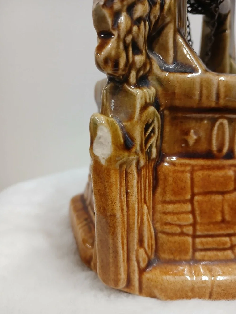 Vintage McCoy Pottery Ceramic Wishing Well Planter - Brown/Green Glaze